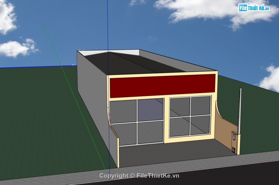nhà phố 1 tầng,model sketchup nhà phố 1 tầng,file su nhà phố 1 tầng,model nhà phố 1 tầng,3d nhà phố 1 tầng