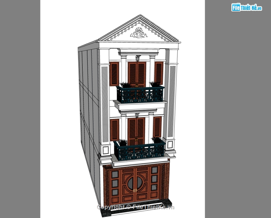 nhà phố 3 tầng,file su nhà phố 3 tầng,model sketchup nhà phố 3 tầng,model su nhà phố,file sketchup nhà phố 3 tầng