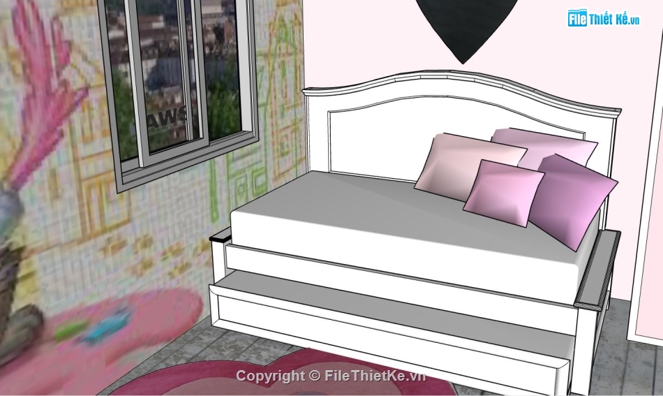 Model phòng ngủ,3d sketchup phòng ngủ,su nội thất phòng ngủ hiện đại,mẫu sketchup phòng ngủ hiện đại