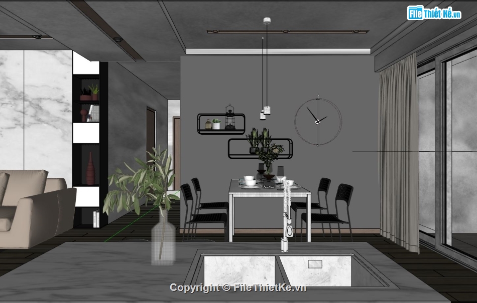 nội thất chung cư,model su nội thất chung cư,sketchup nội thát chung cư