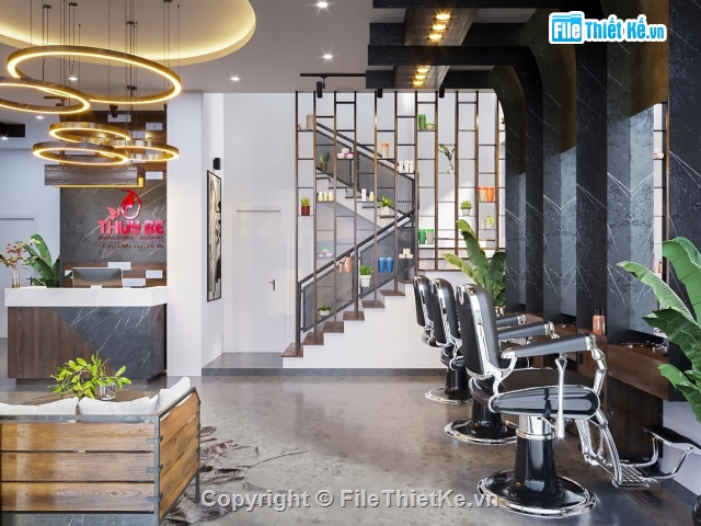 3dmax nội thất,File max nội thất,nội thất quán hair salon,nội thất quán HAIR SALON,HAIR SALON