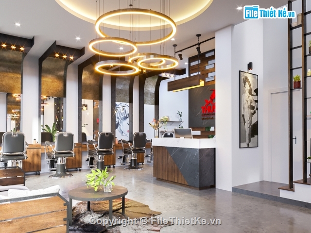 3dmax nội thất,File max nội thất,nội thất quán hair salon,nội thất quán HAIR SALON,HAIR SALON