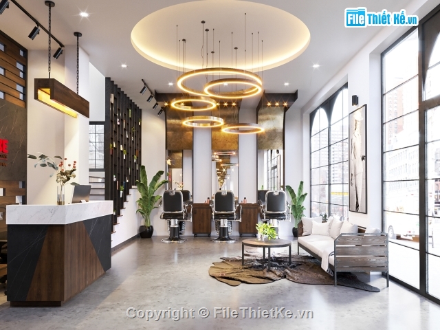 3dmax nội thất,File max nội thất,nội thất quán hair salon,nội thất quán HAIR SALON,HAIR SALON