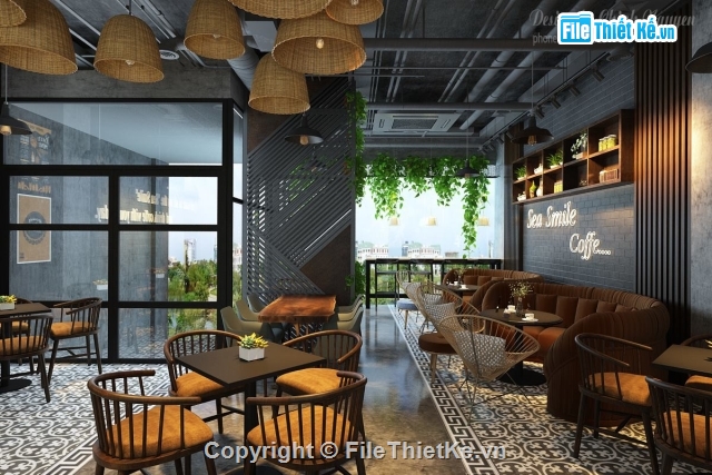 cafe,quán cafe,nội thất quán cafe,3dmax phòng trà