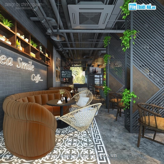 cafe,quán cafe,nội thất quán cafe,3dmax phòng trà