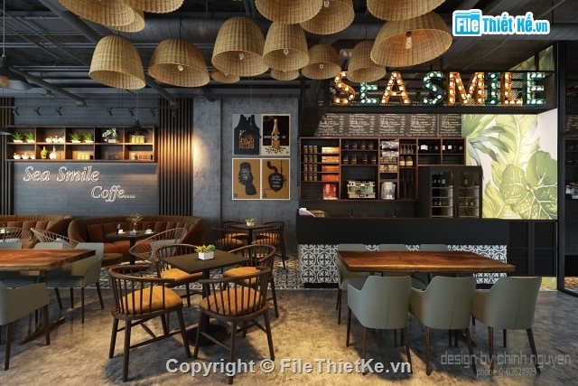 cafe,quán cafe,nội thất quán cafe,3dmax phòng trà