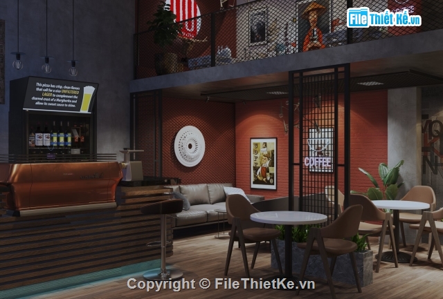 quán cafe,3d nội thất,quán cà fe,nội thất quán cafe,3dmax quán cafe,Model quán cafe