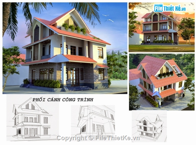 biệt thự 3 tầng,Max Villa,villa 3dmax,biệt thự 3 tầng 3dmax,max biệt thự