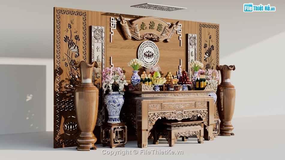 phòng thờ 3dsmax,phòng thờ 3d,thư viện phòng thờ,Model 3d đồ thờ,thiết kế phòng thờ,vách ngăn phòng thờ