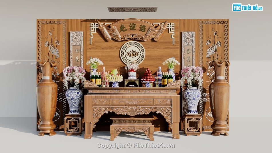 phòng thờ 3dsmax,phòng thờ 3d,thư viện phòng thờ,Model 3d đồ thờ,thiết kế phòng thờ,vách ngăn phòng thờ