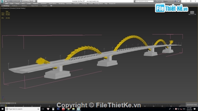 cầu rồng,3d cầu,Model 3ds max cầu đẹp,3d max model thiết kế cầy rồng,cầu rông đà nẵng 3dmax