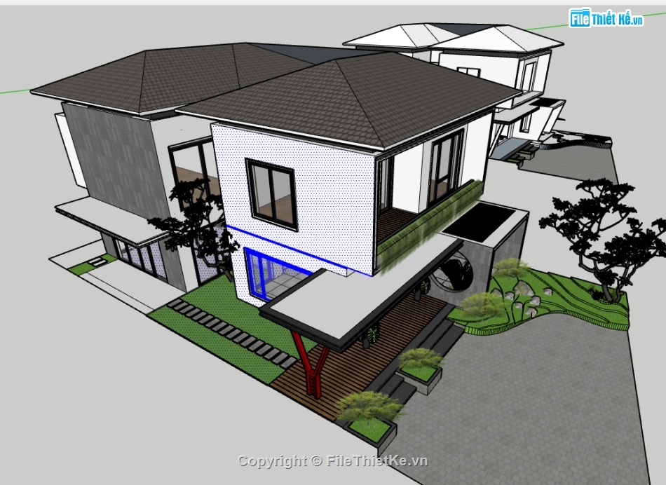 biệt thự 2 tầng file su,sketchup biệt thự 2 tầng,file sketchup biệt thự 2 tầng,biệt thự 2 tầng sketchup