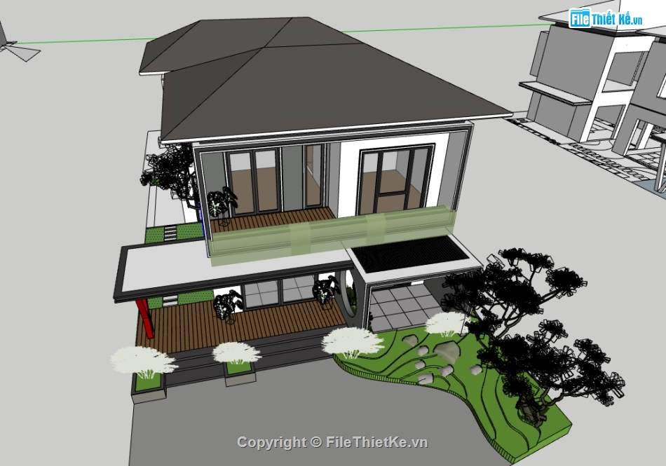 biệt thự 2 tầng file su,sketchup biệt thự 2 tầng,file sketchup biệt thự 2 tầng,biệt thự 2 tầng sketchup