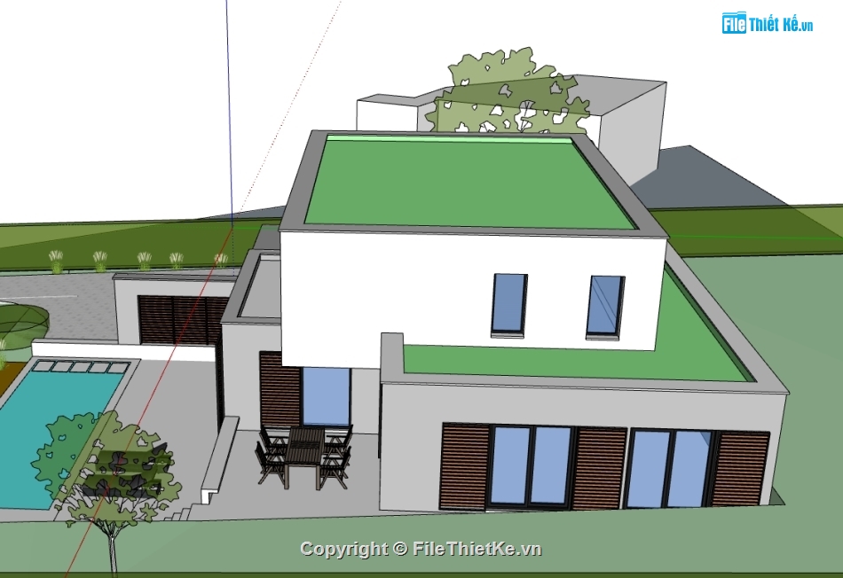 biệt thự 2 tầng,model 3d biệt thự 2 tầng,file su biệt thự 2 tầng