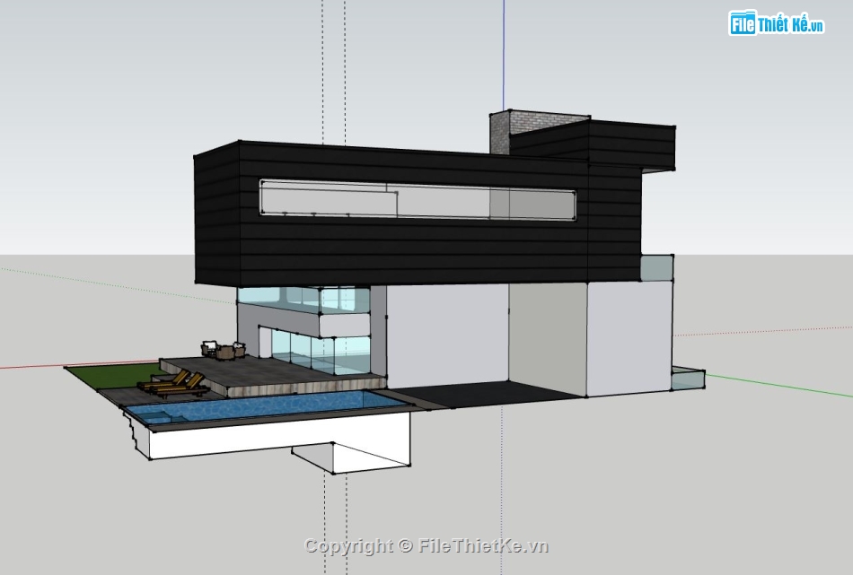 biệt thự 2 tầng,file sketchup biệt thự 2 tầng,phối cảnh biệt thự 2 tầng,model su biệt thự 2 tầng