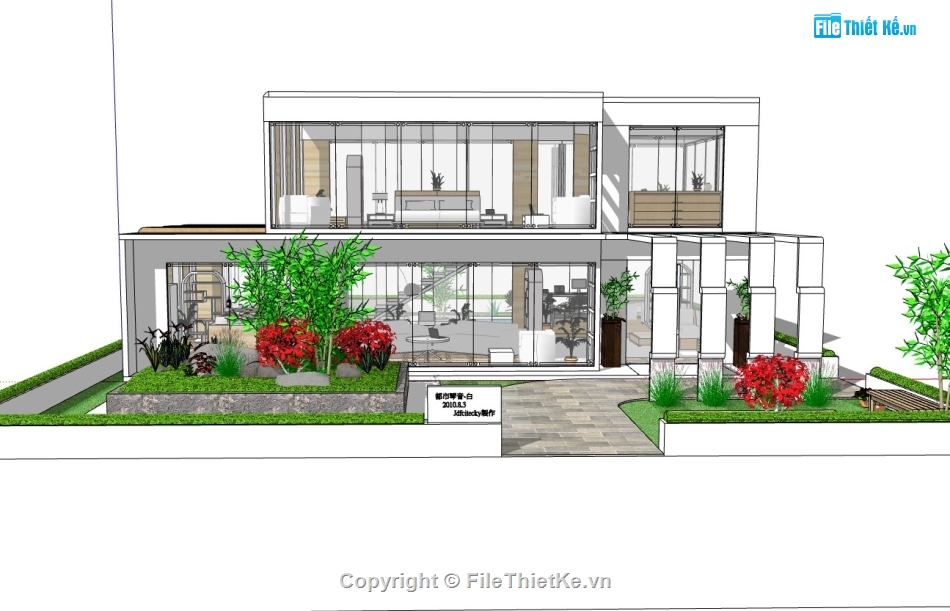 biệt thự 2 tầng,su biệt thự,sketchup biệt thự,biệt thự sketchup