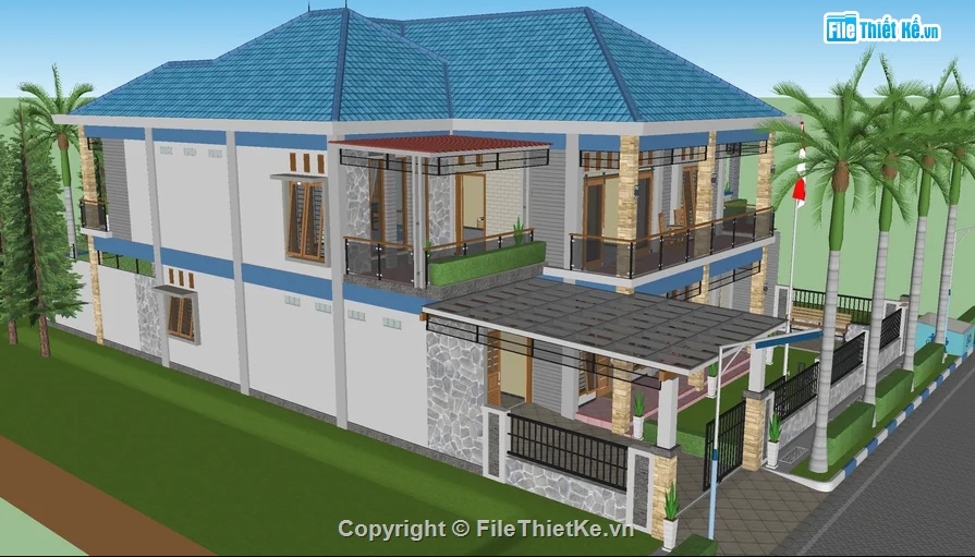 biệt thự 2 tầng,model biệt thự,biệt thự