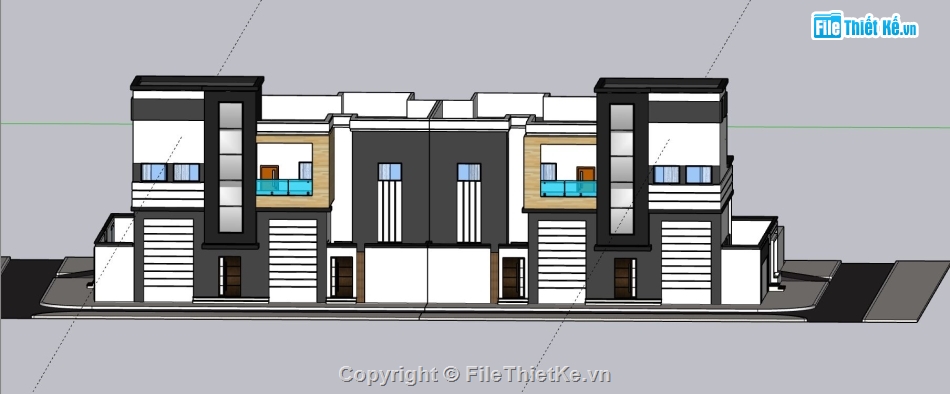 biệt thự 2 tầng,sketchup biệt thự 2 tầng,biệt thự hiện đại,phối cảnh biệt thự 2 tầng