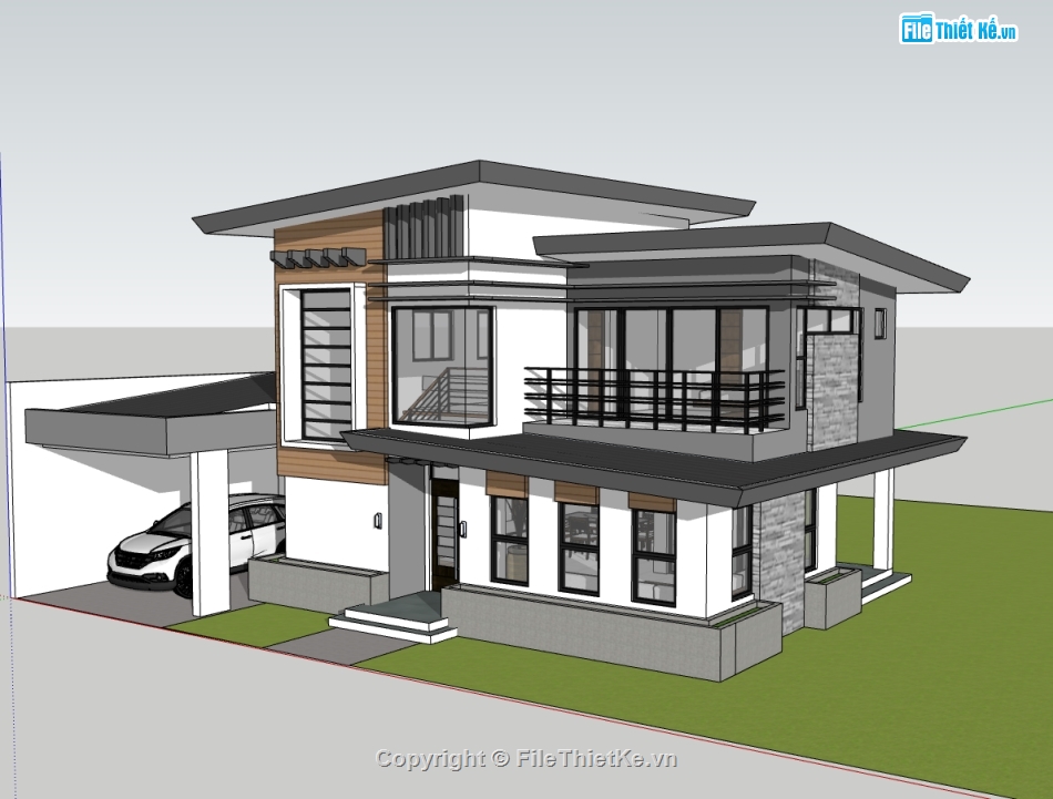 biệt thự 2 tầng,sketchup biệt thự 2 tầng,biệt thự sketchup,model su biệt thự 2 tầng