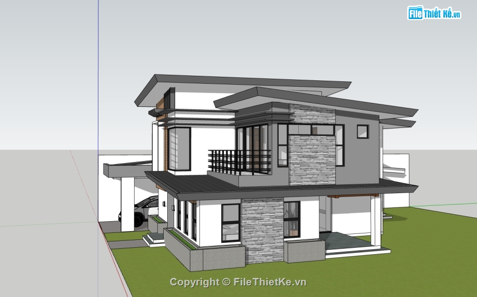 biệt thự 2 tầng,sketchup biệt thự 2 tầng,biệt thự sketchup,model su biệt thự 2 tầng