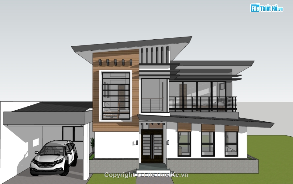 biệt thự 2 tầng,sketchup biệt thự 2 tầng,biệt thự sketchup,model su biệt thự 2 tầng