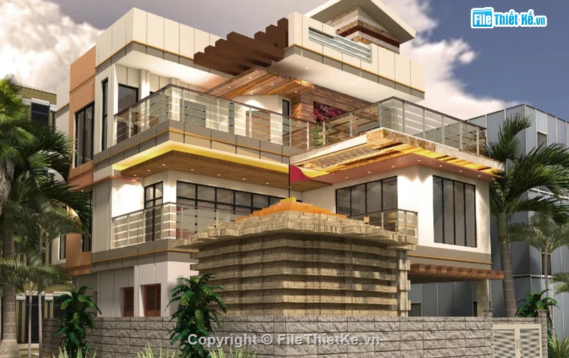biệt thự 3 tầng,model biệt thự,model sketchup biệt thự 3 tầng