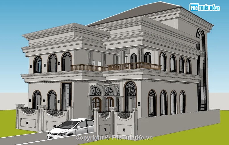 biệt thự tân cổ,model biệt thự,model tân cổ điển