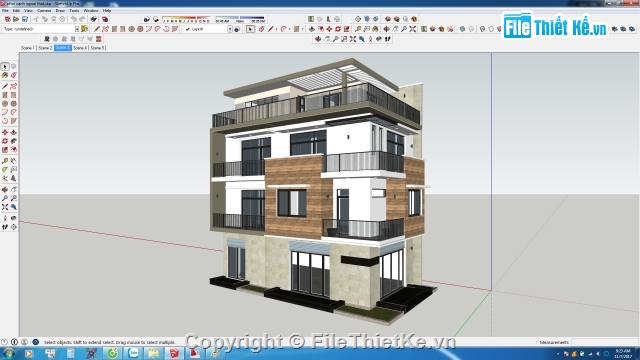 model biet thu sketchup,biet thu dep,biet thu sketchup hien dai