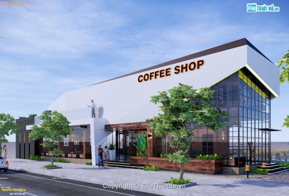Sketchup coffee,file sketchup quán cafe,quán cafe,su cafe