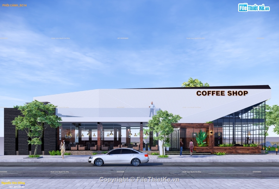 Sketchup coffee,file sketchup quán cafe,quán cafe,su cafe