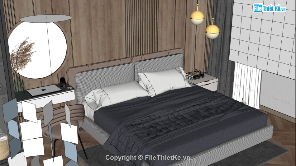 nội thất phòng ngủ,phòng 3d đẹp,thiết kế phòng ngủ sketchup,model phòng ngủ hiện đại