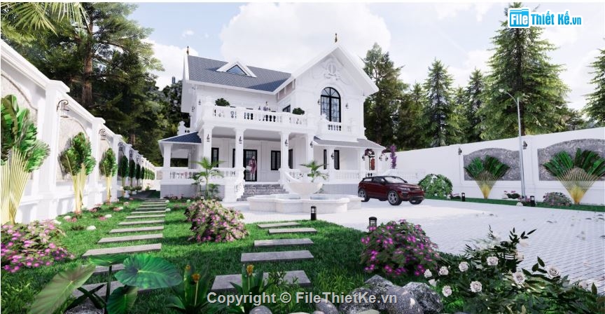 biệt thự 2 tầng su,mẫu biệt thự 2 tầng sketchup,biệt thự 2 tầng sketchup,biệt thự 2 tầng,bao cảnh biệt thự 2 tầng