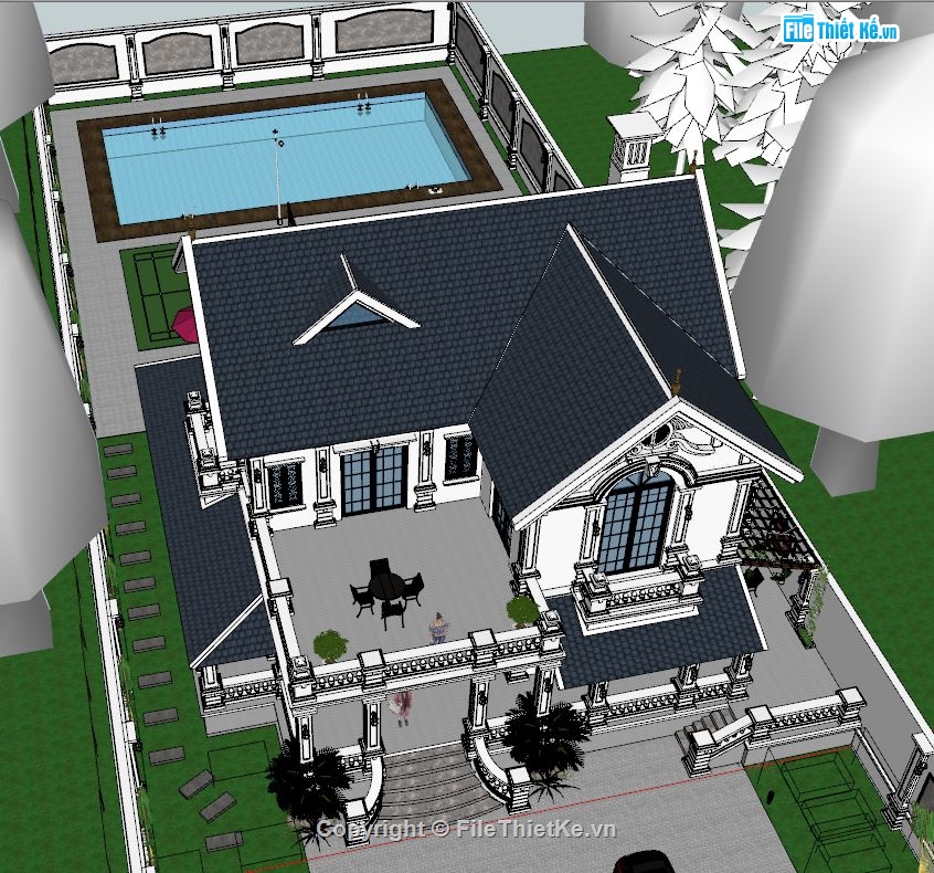 biệt thự 2 tầng su,mẫu biệt thự 2 tầng sketchup,biệt thự 2 tầng sketchup,biệt thự 2 tầng,bao cảnh biệt thự 2 tầng