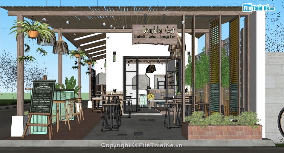 sketchup nội thất quán,file sketchup quán cafe,model 3dsu dựng quán coffee