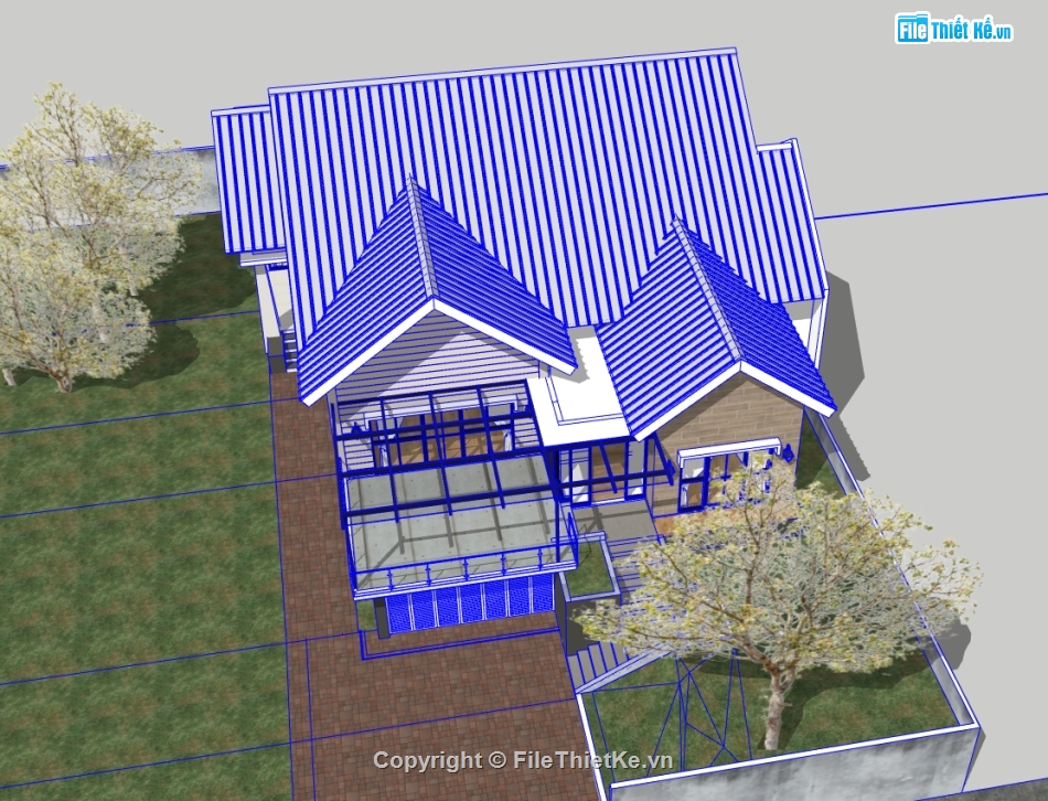 sketchup biệt thự 1 tầng,model su biệt thự 1 tầng,model sketchup biệt thự 1 tầng,file su biệt thự 1 tầng