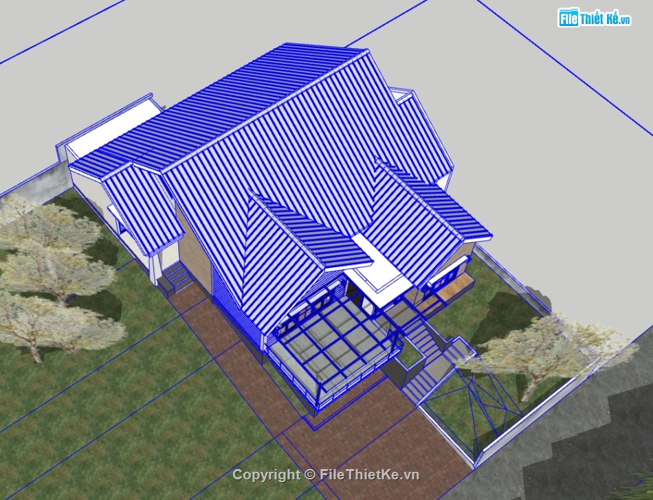 sketchup biệt thự 1 tầng,model su biệt thự 1 tầng,model sketchup biệt thự 1 tầng,file su biệt thự 1 tầng