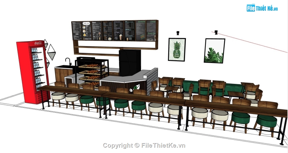thiết kế quán cafe,mẫu thiết kế quán cafe,Model quán cafe