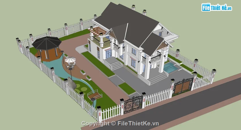 villa,biệt thự villa,mẫu sketchup villa đẳng cấp