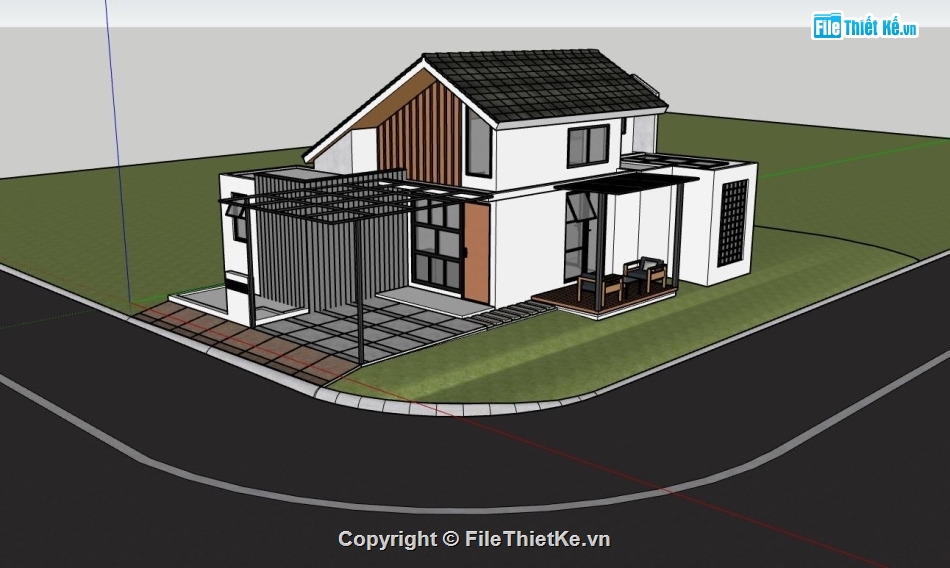 mẫu nhà 2 tầng,nhà nông thôn su,sketchup nhà 2 tầng