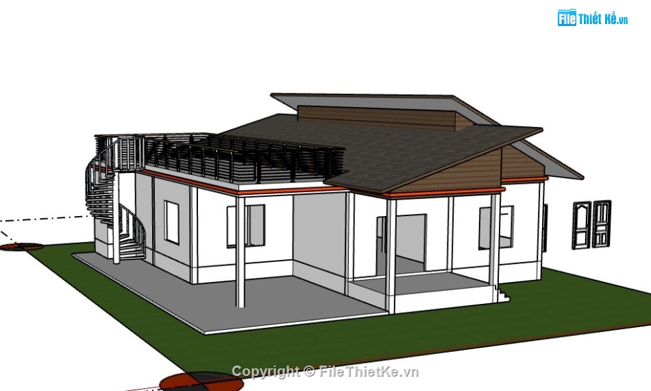 nhà cấp 4,sketchup nhà cấp 4 hiện đại,phối cảnh nhà cấp 4,mẫu nhà cấp 4 đep