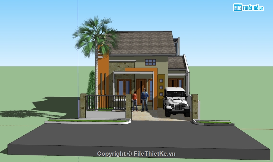 nhà cấp 4,model nhà phố,nhà 1 tầng
