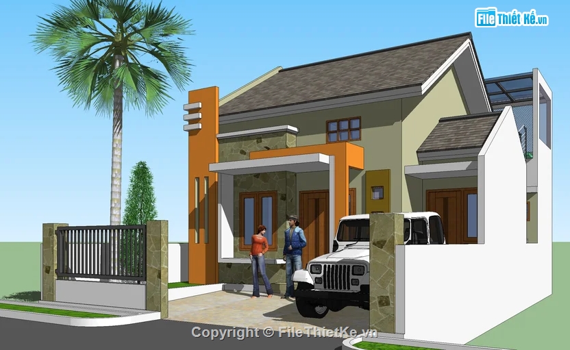 nhà cấp 4,model nhà phố,nhà 1 tầng