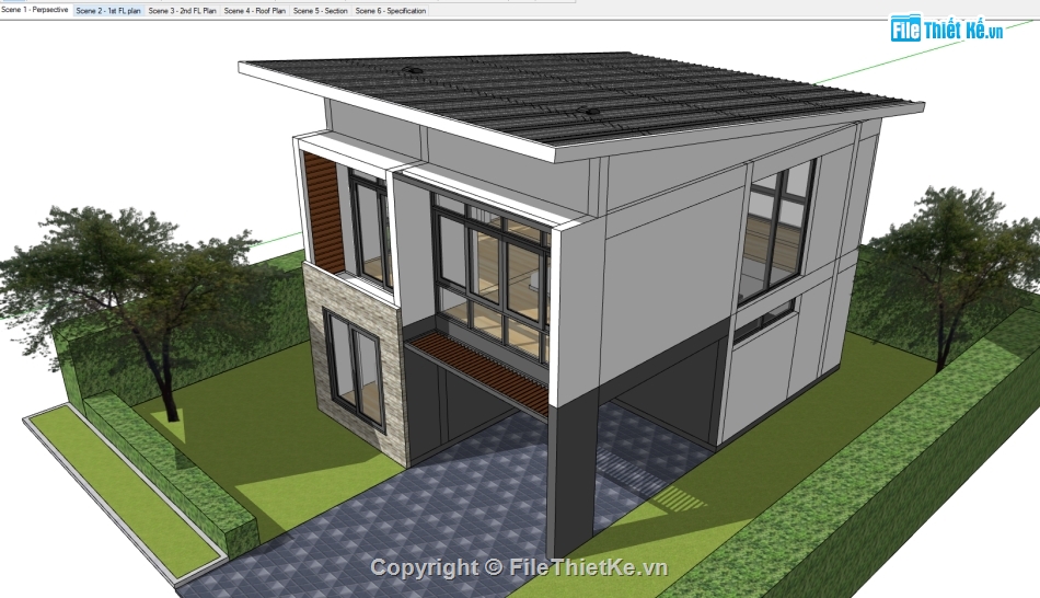 file sketchup nhà 2 tầng,sketchup nhà 2 tầng,model sketchup nhà 2 tầng,file sketchup nhà phố