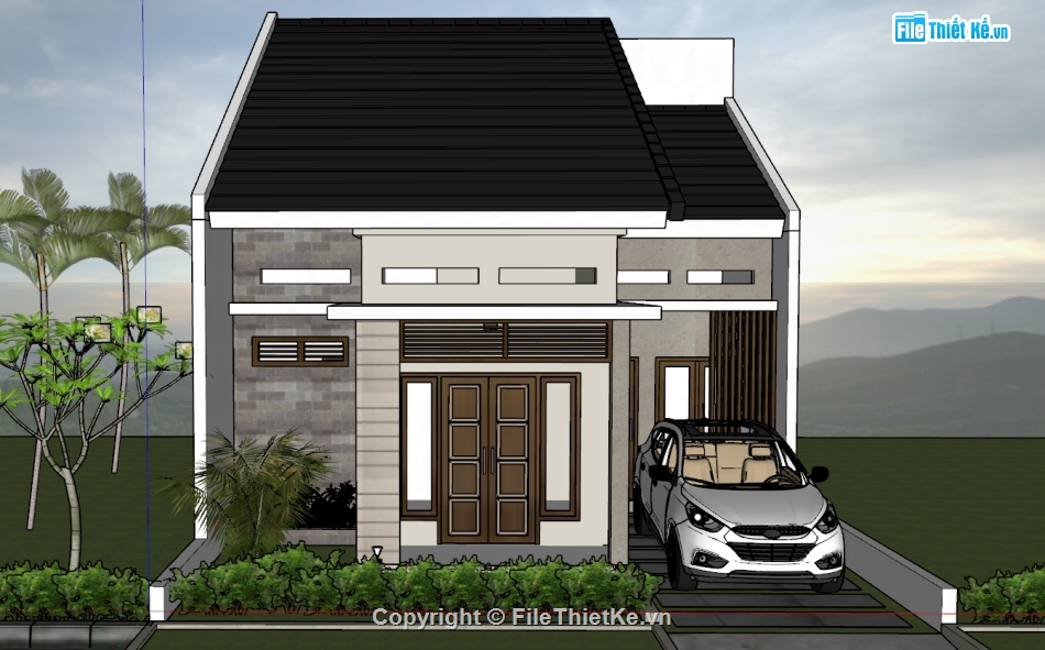 nhà phố,model nhà phố,nhà phố 1 tầng