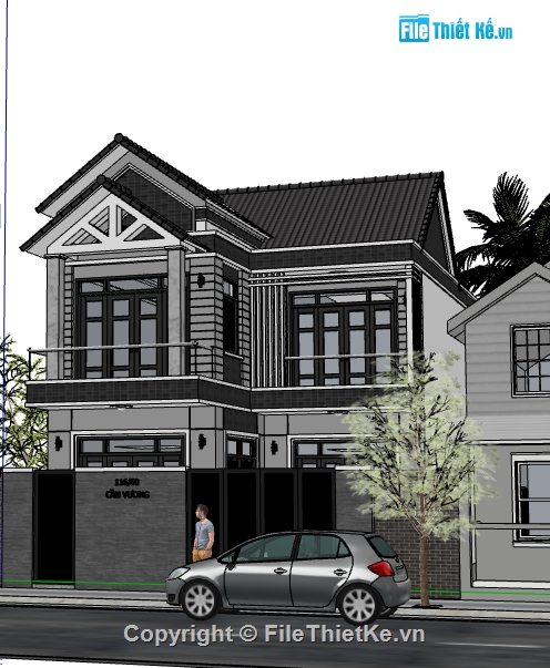 Sketchup nhà phố,nhà phố  2 tầng,Sketchup nhà 2 tầng,Sketchup mẫu nhà phố 2 tầng