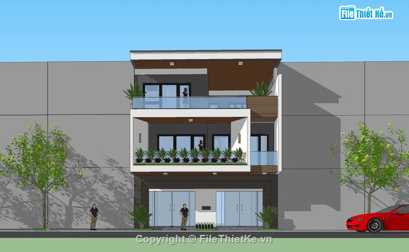 nhà phố sketchup,Model sketchup nhà phố,sketchup nhà phố 2 tầng