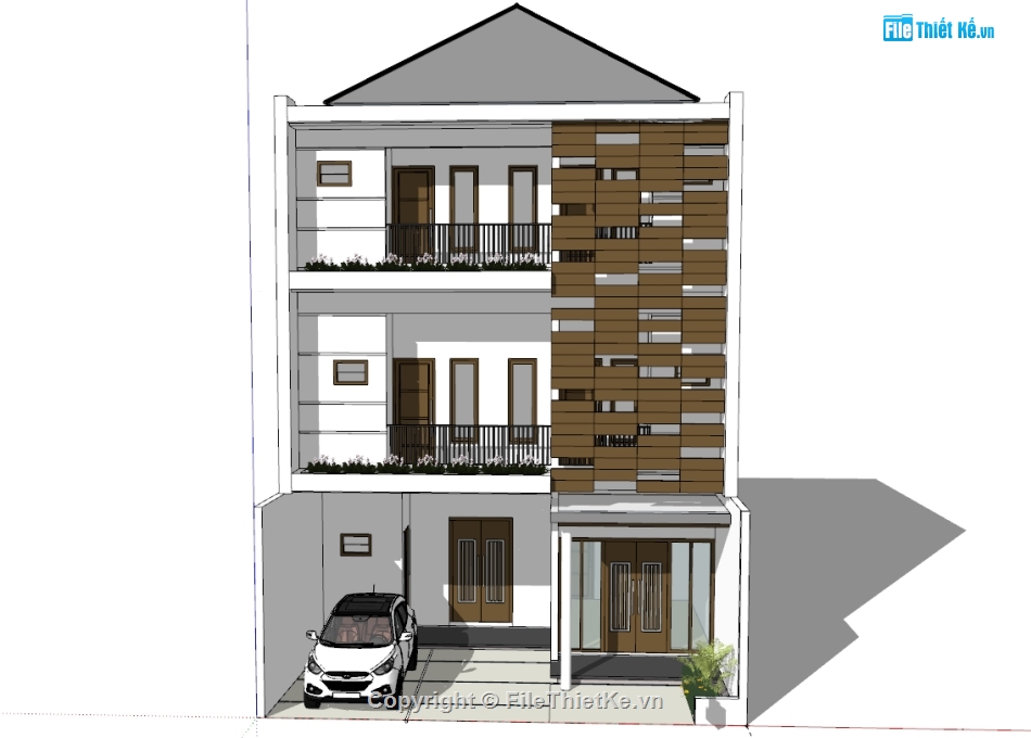 nhà phố 3 tầng,model nhà phố,model sketchup nhà phố