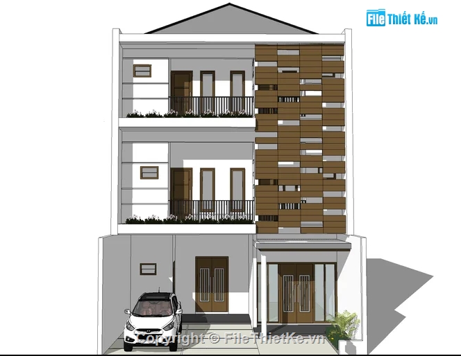 nhà phố 3 tầng,model nhà phố,model sketchup nhà phố