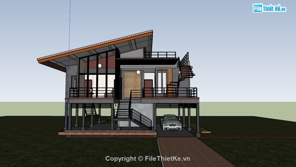 nhà sàn,nhà phố,model nhà sàn