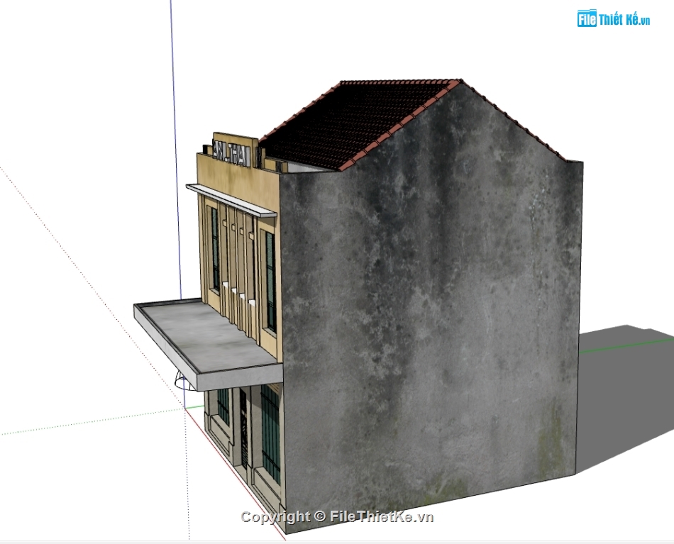 nhà 2 tầng file su,model su nhà phố cổ,model 3d nhà cổ hà nội